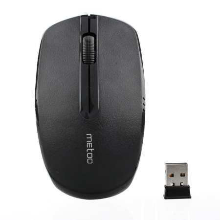 Metoo 2.4G Wireless Silent Optical Mouse เมาส์ไร้สาย คลิกไร้เสียง รุ่น E1S (สีดำ) / ฟรี แบตเตอรี่ขนาด AA