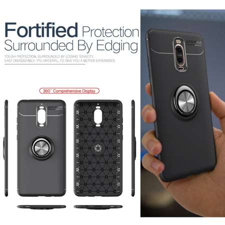 Huawei Mate 9 Pro เคส, RUILEAN 360 Degree Rotating Ring Clip Holder Case (Compatible with Magnetic Car Mount) Resilient TPU Drop Protection Armor Protective Case Cover for Huawei Mate 9 Pro (As Shown)