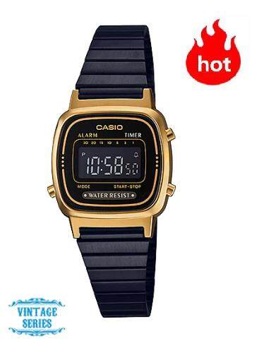 นาฬิกา CASIO วินเทจดีไซน์ รุ่น LA670WEGB-1B นาฬิกาสำหรับผู้หญิง สายแสตนเลส สีดำ ทอง (สินค้าขายดี) - มั่นใจ ของแท้ 100% ประกันศูนย์ 1 ปีเต็ม