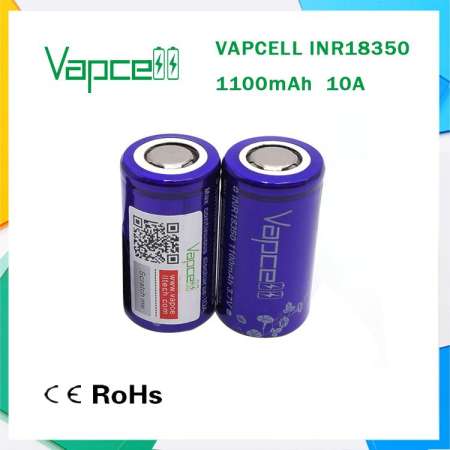 แบตเตอรี่ ถ่านชาร์จ Vapcell 18350 10A 1100mAh Battery แบตเตอรี่ ถ่านชาร์จ Vapcell 18350 10A 1100mAh Battery