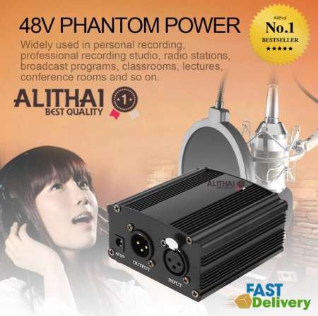 แหล่งจ่ายไฟ 48V Phantom Power + สายสัญญาณ Cable For Condenser Microphone ไมค์อัดเสียง ไมค์โครโฟน