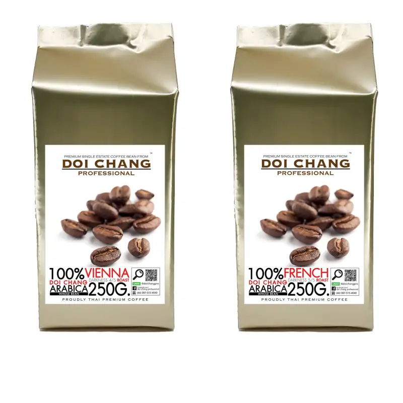 ภาพสินค้ากาแฟอราบิก้า ดอยช้าง คั่วกลาง 1 ถุง+คั่วเข้ม 1 ถุง Vienna 1 bag + French 1 bag รวม 500 g.(2x250g.) Doi Chang Professional Roasted Coffee Whole Bean เมล็ดกาแฟ จาก เมล็ดกาแฟดอยช้าง (กาแฟสด) จากร้าน Doi Chang Professional บน Lazada ภาพที่ 2