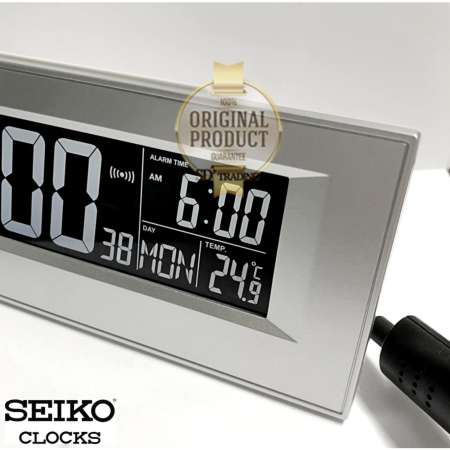 SEIKO DIGITAL นาฬิกาตั้งโต๊ะดิจิตอล Adaptor และ ฺBattery รุ่น QHL081S - สีเงิน