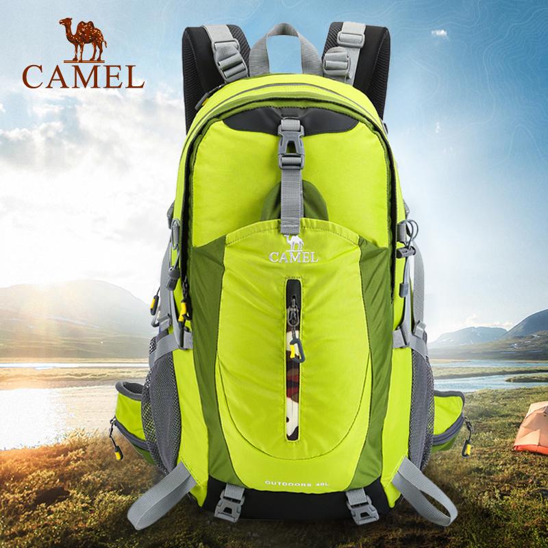 CAMEL 40L กันน้ำกลางแจ้งกีฬาเดินป่าตั้งแคมป์แพ็คกระเป๋าเป้สะพายหลังปีนเขาปีนเขา, rain COVER รวม