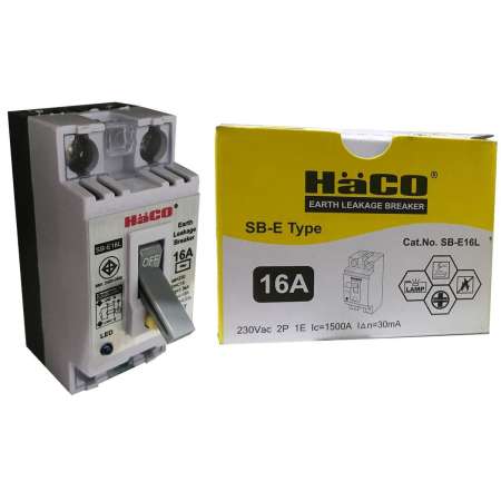 HACO เซฟตี้เบรกเกอร์กันดูด มีสัญญาณไฟ ขนาด 16A