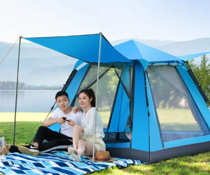 เต๊นท์ สำหรับตั้งแคมป์รองรับถึง 3-4 คน ขนาด 220 x 220 x 165 CM หลังคา 2 ชั้น เสาทำจาดวัสดุ ไฟเบอร์กลาส 2 ประตู ทำชายคาได้ แถม เสาชายคา1 คู่ กันน้ำ tent สีฟ้า เต๊นท์ สำหรับตั้งแคมป์รองรับถึง 3-4 คน ขนาด 220 x 220 x 165 CM หลังคา 2 ชั้น เสาทำจาดวัสดุ ไฟเบอร์กลาส 2 ประตู ทำชายคาได้ แถม เสาชายคา1 คู่ กันน้ำ tent สีฟ้า