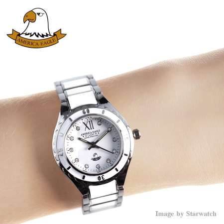 AMERICA EAGLE นาฬิกาข้อมือผู้หญิง สายสแตนเลส รุ่น AE036L - Silver / White