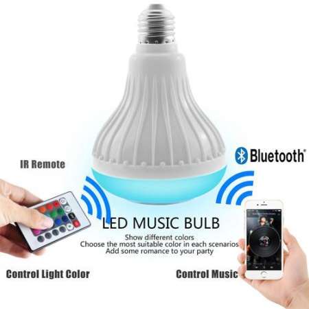 LM-หลอดไฟเปลี่ยนสีได้พร้อมรีโมท+เป็นลำโพงในตัว Smart RGB LED Bulb 12W RC Colorful LED รุ่น E27