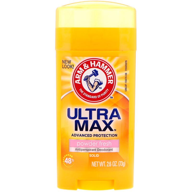 !!!ระงับกลิ่นกายใต่วงแขน กลิ่นแป้ง Arm & Hammer, Ultramax, Solid Antiperspirant Deodorant, For Women, Powder Fresh, 2.6 Oz (73 G)