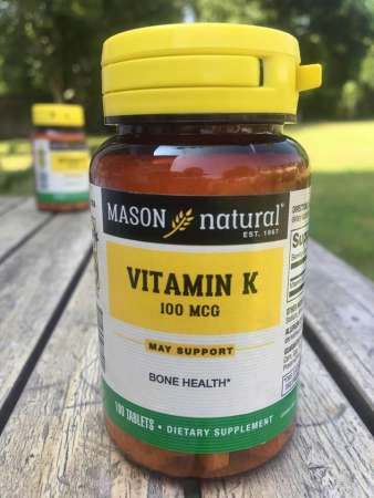 Vitamin K วิตามินเค 100 mcg 100 เม็ด (Mason Natural) บำรุงเลือด ป้องกันกระดูกเปราะ