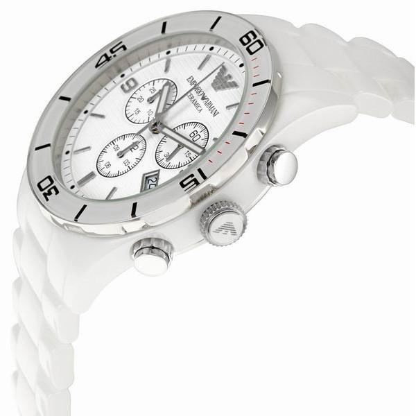 นาฬิกาผู้หญิง EMPORIO ARMANI White Ceramic Chronograph Ladies Watch ...