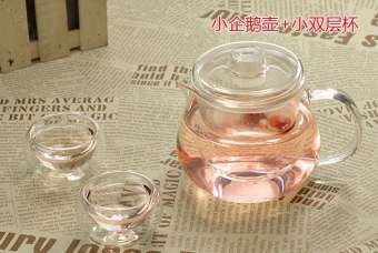 Glass Pot Hand-made Heat-resistant Glass Tea Set Teapot Cup Kung Fu Tea Set Little Penguin Pot of + 2 Cup