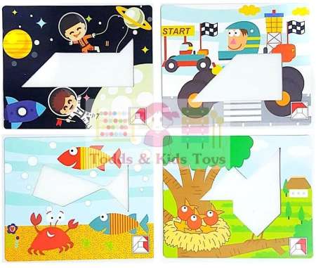 Todds Kids Toys ของเล่นเสริมพัฒนาการ ชุดต่อ Tangram 14 ภาพในกล่องเก็บอย่างดี