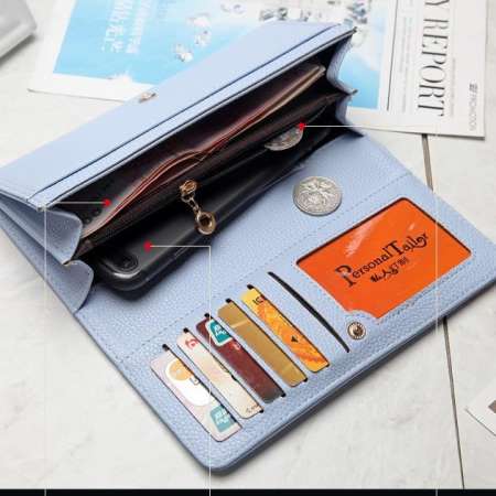 Andaman กระเป๋าสตางค์ กระเป๋าตังค์ใบยาวผู้หญิง(สีฟ้า) - Long wallet women(Blue)