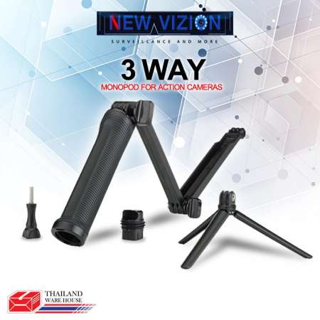 3 Way Selfie Handheld Stick ไม้เซลฟี่สำหรับกล้อง Action Cam, Gopro / SJCam / Xiaomi Yi 4k, ปรับเปลี่ยนรูปแบบได้ 3 แบบ
