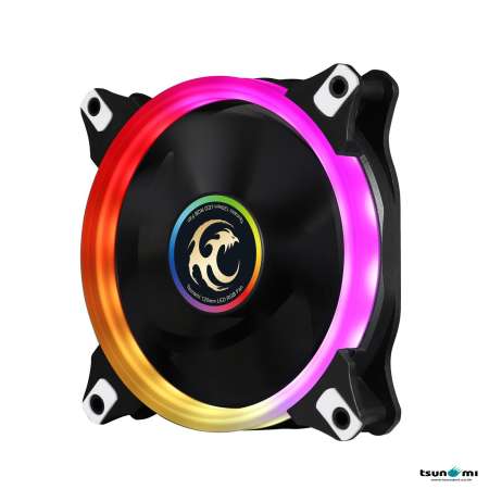 (ชุดเพิ่มเติม) (No Hub/No remote) Tsunami Circle Series Mono-Rim RGB-120 RGB Fan X3