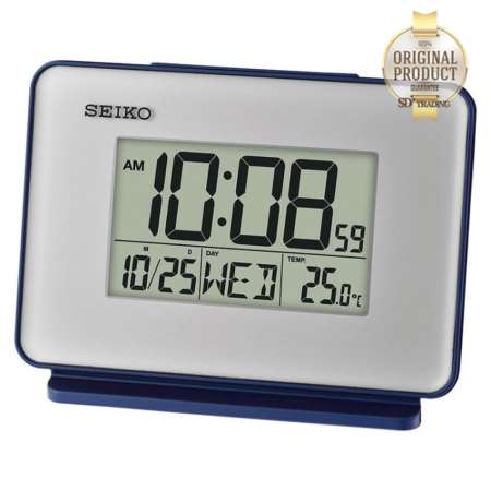 SEIKO DIGITAL นาฬิกาปลุก ดิจิตอล ตั้งโต๊ะ รุ่น QHL068L - สีเงิน