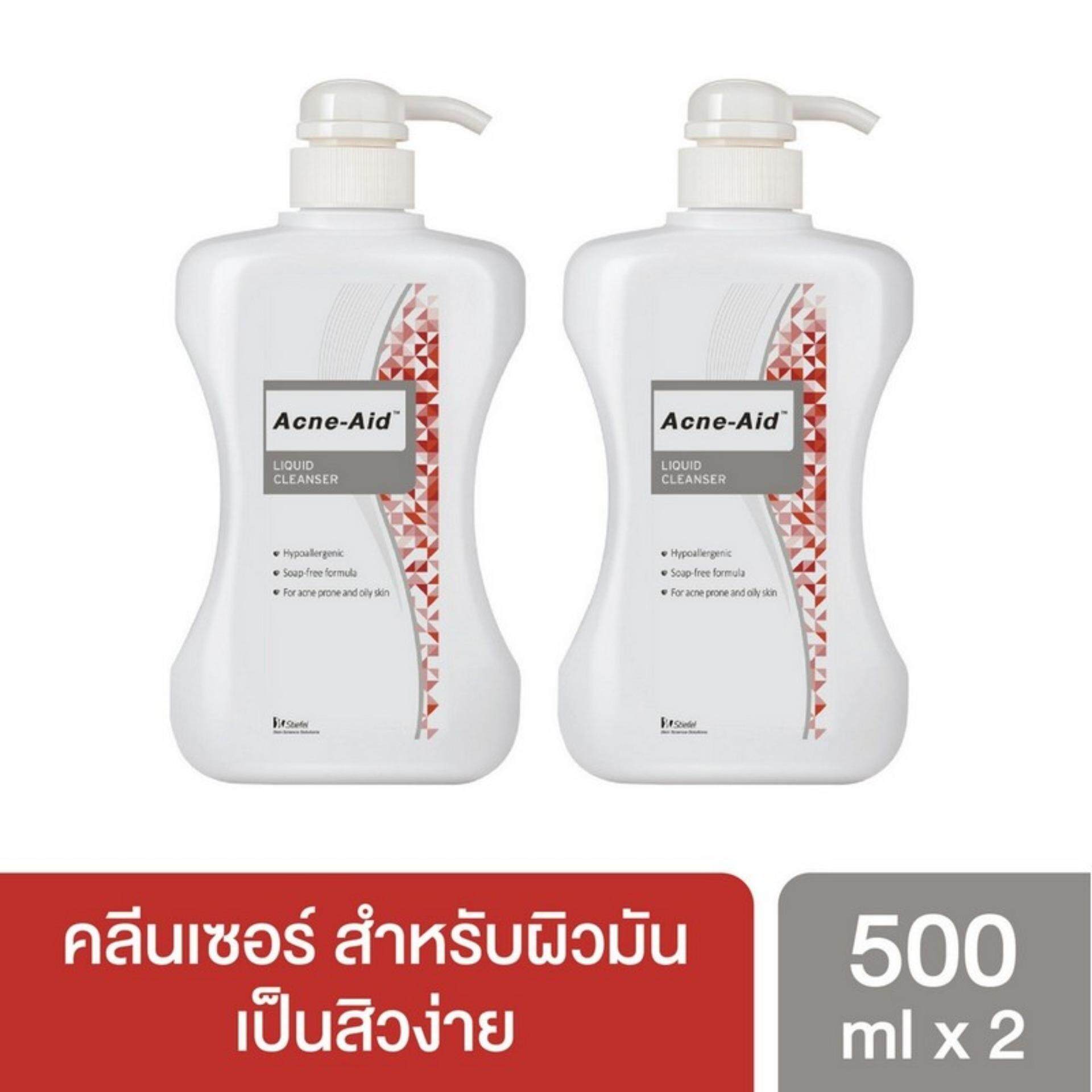 Acne-Aid แอคเน่-เอด ลิควิด คลีนเซอร์ คลีนเซอร์สำหรับปัญหาสิว เหมาะสำหรับผิวมัน สิวอุดตัน 500 มล.x2 Acne-Aid Liquid Cleanser for acne prone skin ,Suitable for  oily skin with acne 500ml x2