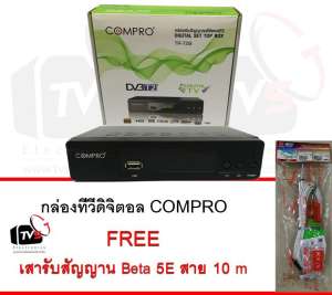 COMPRO TR-T2B กล่องรับสัญญาณดิจิตอลทีวี FullHD1080 แถม เสาอากาศ Beta 5E
พร้อมสาย10เมตร