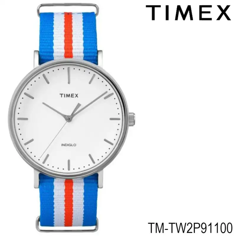 ภาพหน้าปกสินค้าTimex TW2P91100 นาฬิกาข้อมือผู้ชายและผู้หญิง สายไนล่อน สีฟ้า/แดง จากร้าน Timex บน Lazada