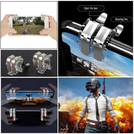 Mobile Joystick W6 สีใส (1คู่) จอย PUBG ตัวช่วยยิงเกมแนว PUBG / Free Fire / Rules of Survival mobile gamepad ปุ่มยิง PUBG shooting tap mobile ปุ่มช่วยยิง pubg ปุ่มควบคุมเกม pubg