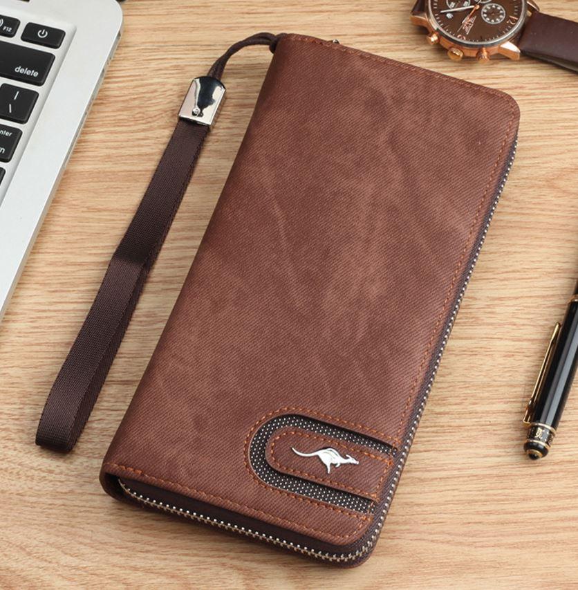 กระเป๋าสตางค์ ผู้ชาย กระเป๋าเงิน กระเป๋าตังแบบผ้า ทรงยาว สีน้ำเงิน