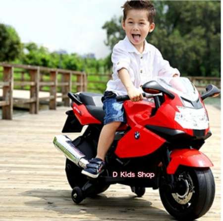 รถแบตเตอรี่เด็ก รถเด็กนั่งไฟฟ้ามอเตอร์ไซค์บิ๊กไบท์ ทรงBmw (รุ่นคันใหญ่) รุ่นมือบิด สุดเท่