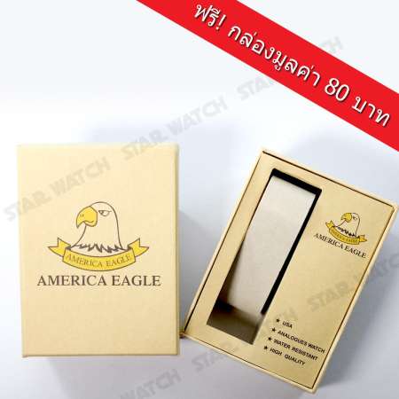 AMERICA EAGLE Watch นาฬิกาข้อมือผู้หญิง กันน้ำ สายสแตนเลส รุ่น AE8001L - GoldSilver/Blue