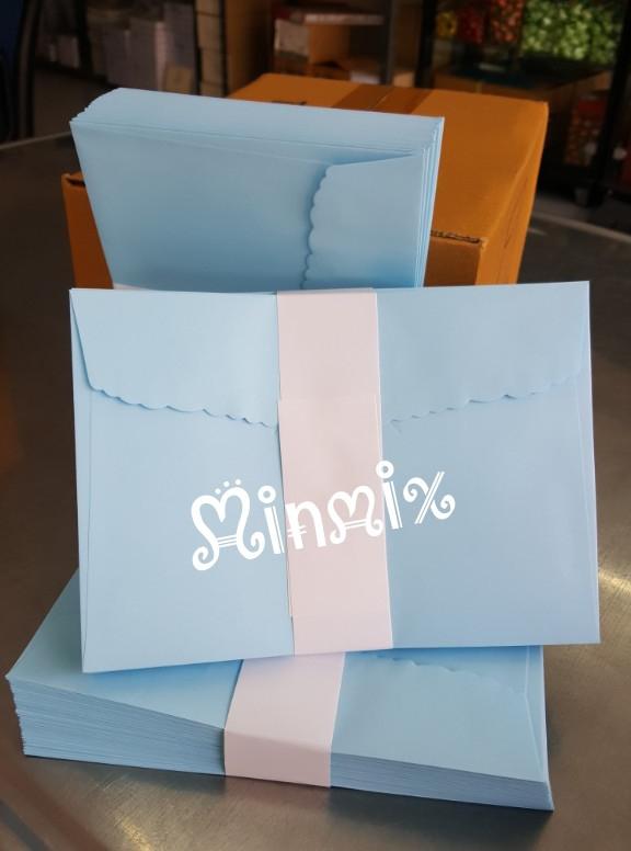 Minmix ซองใส่การ์ดแต่งงานสีฟ้า ขนาด 5.25x7.25 นิ้ว จำนวน 100 ซองฝาหยัก มีกลิ่นหอม