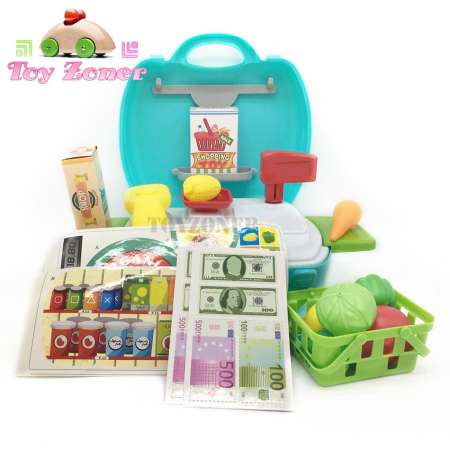 ชุดกระเป๋า แคชเชียร์คิดเงิน ซุปเปอร์มาร์เก็ต 23 ชิ้น Kids Toys Supermarket Checkout Play Suitcase Sets 23Pcs  33x27x28 ซ.ม.