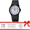 OMQ นาฬิกาข้อมือผู้หญิง ผู้ชายมีวันที่ สายยางสีดำ หนัาปัดกลม MQ-24 ฟรีกล่องPOCA