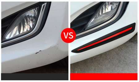 Bumper Protector Strip กันกระแทกลายเคฟล่า คาดขีดแดง 2 ชิ้น