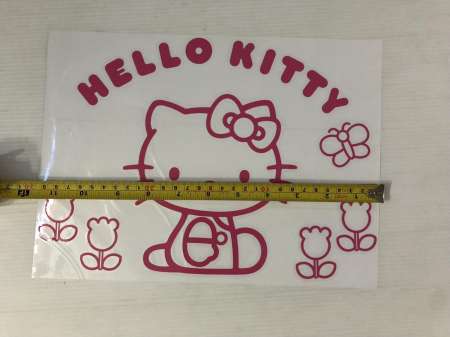 HELLO KITTY สติกเกอร์ คิตตี้ ติดกระจกหลังรถยนต์(มีดอกไม้)