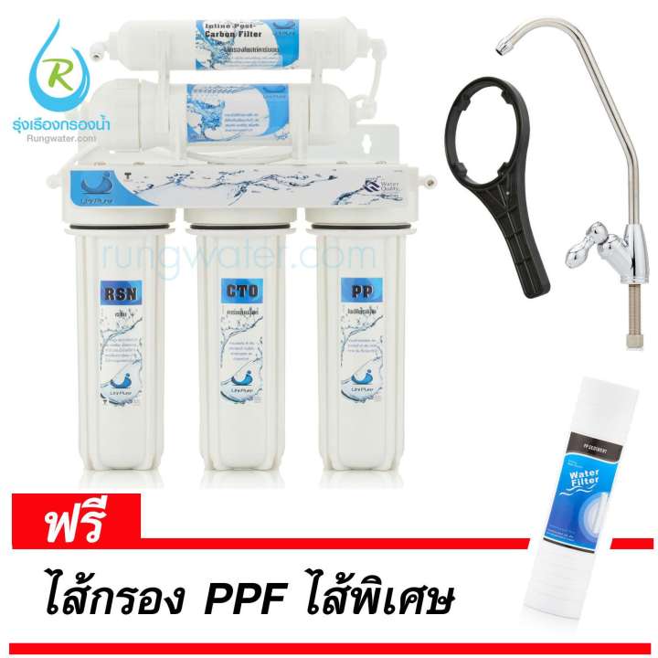 UNIPURE BLUE เครื่องกรอง 5 ขั้นตอน คุณภาพดี (รุ่นใหม่) แถมไส้กรอง PPF 1 ไส้ rrtech