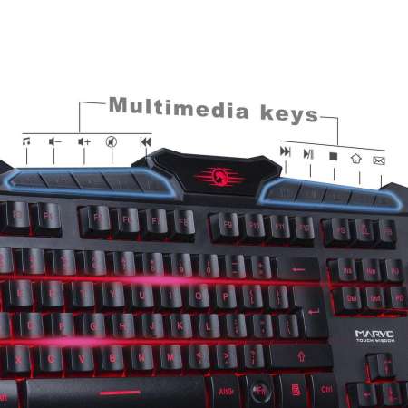 MARVO   แป้นพิมพ์ ไทย-อังกฤษ KM400 USB Keyboard Mouse Gaming  ชุดคีย์บอร์ดเมาส์มีไฟ  (สีดำ)
