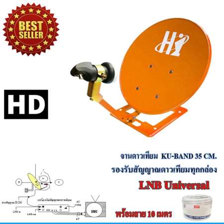 ชุดจานดาวเทียมปิคนิค (35cm.) รุ่น HI พร้อมสาย 10 เมตร