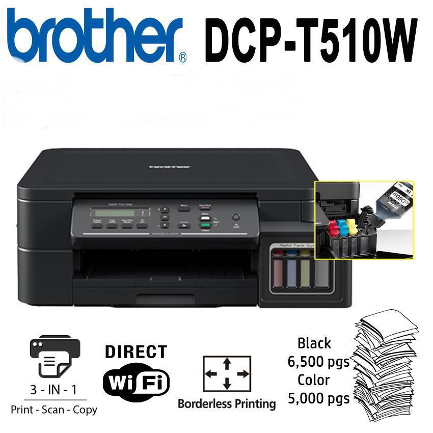 BROTHER Inkjet Printer DCPT510W + แถมหมึก 1200 x 6000 dpi / Copy