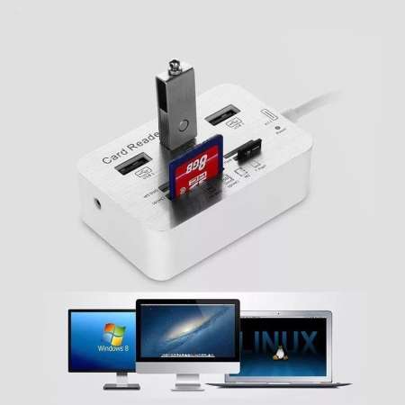 USB 3.0 to 3-Port USB Hub + MS/SD/M2/TF Card Reader Combo