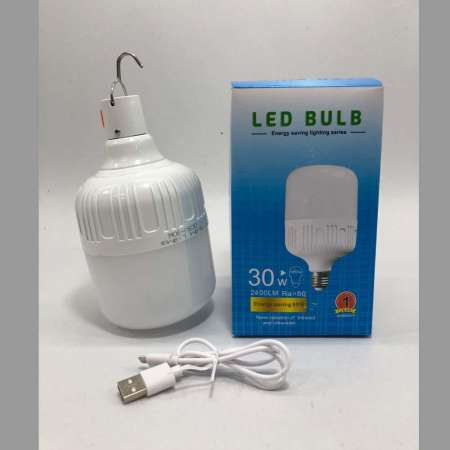 หลอดไฟ ไฟ LED 30W 2400 LM Yellow light แสงส้ม หลอดไฟแคมป์ปิ้ง+ชาร์จแบตได้ในตัวพร้อมขั้วห้อย ( แถมฟรี สายชาร์จและพวงกุญแจหนังแท้ คละสี 1 pcs )