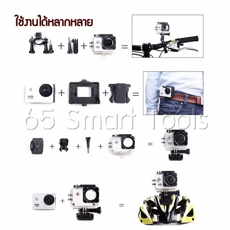 ภาพสินค้า65Smarttools กล้องติดหมวกกันน็อคกันน้ำ Sport Cam 4K UHD with WIFI สีดำ รุ่น HM2 (Sports / Action Camera) จากร้าน SN Intertools บน Lazada ภาพที่ 7