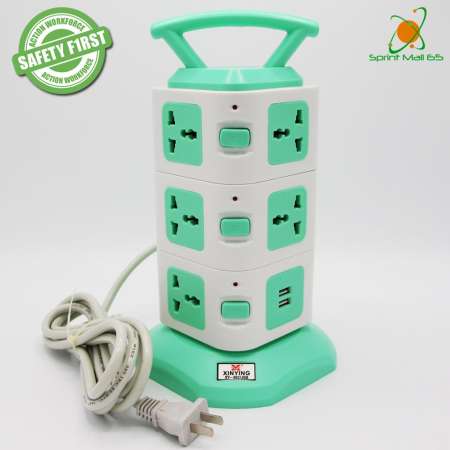 ปลั๊กไฟทรงคอนโด Tower 3 ชั้น เต้าเสียบ 12 จุด 2 USB พร้อม Circuit Breaker สายไฟยาว 3 เมตร Power bar USB สีเขียว(ปลั๊กไฟ ปลั๊กไฟต่อพ่วง ปลั๊กไฟ USB ปลั๊กไฟ 3 ตา ปลั๊กไฟบ้าน ปลั๊กไฟ toshino ปลั๊กไฟ belkin ปลั๊กไฟพ่วง ปลั๊กไฟคอนโด ปลั๊กไฟทางคอนโด ปลั๊กไฟฟ้า)