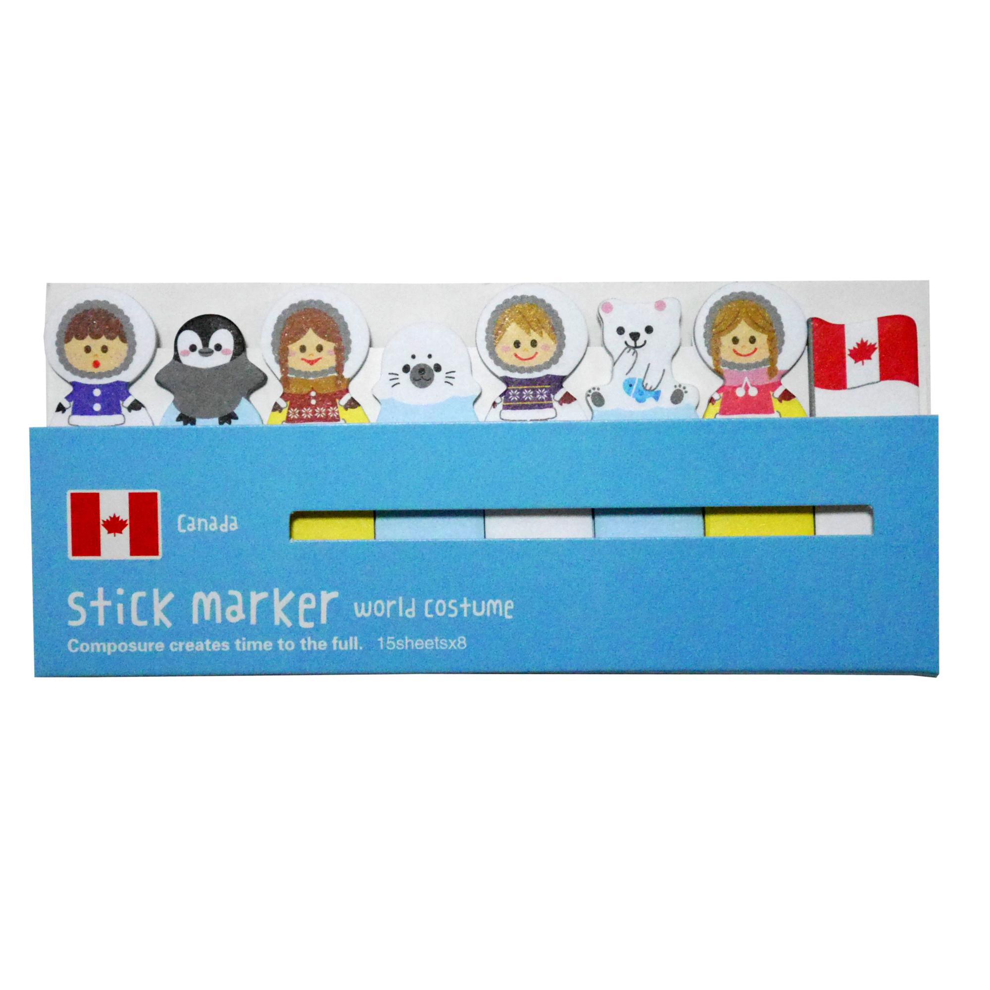 Stick Marker กระดาษโน๊ต มีกาวในตัว ลาย World Costume ตกแต่งไดอารี่ ชีทสรุป คั่นหนังสือ