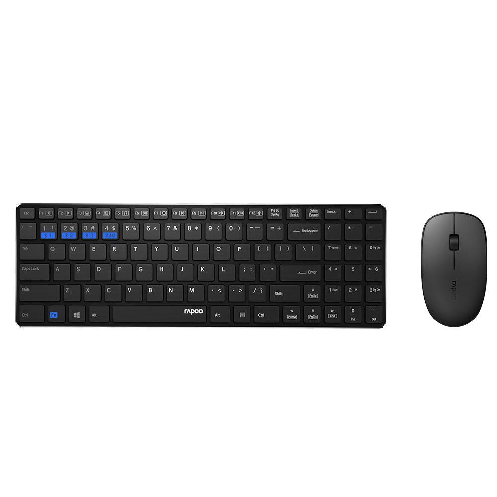 Rapoo 9300M Keyboard & Mouse Multi-mode Bluetooth 3.0/ 4.0 RF 2.4G (Black)