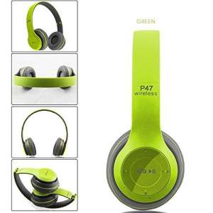 หูฟังบลูทูธ หูฟังBluetooth หูฟังไร้สายHeadphone Stereo รุ่น P47 สีเขียว