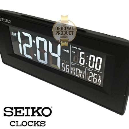 SEIKO DIGITAL นาฬิกาตั้งโต๊ะดิจิตอล Adaptor และ ฺBattery รุ่น QHL081K - สีดำ