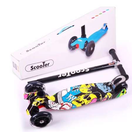 สกู๊ตเตอร์เด็ก Scooter  4 ล้อมีไฟสกู๊ตเตอร์ Big Size ปรับระดับความสูง-ต่ำได้