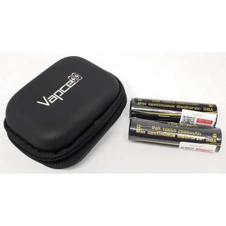 ถ่านชาร์จ Vapcell INR 18650 ความจุ 2000 mAh 2 ก้อน พร้อมกระเป๋าใส่ถ่าน ของแท้