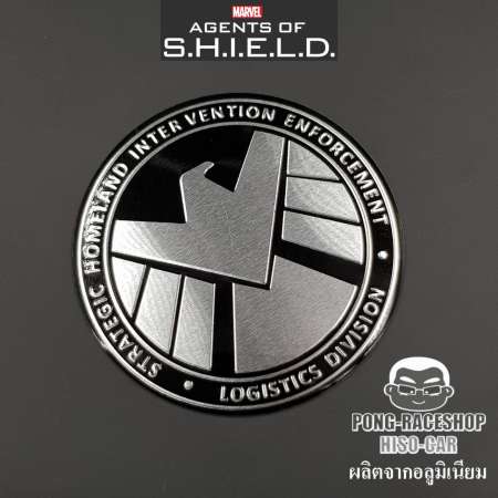 HISO-CAR โลโก้  สติ๊กเกอร์อลูมิเนียม ลาย SHIELD หน่วยชีล อเวนเจอร์ AVENTURE นกอินทรีเหล็ก ทรงกลม สีเงินพื้นสีดำ ขนาด 7.5 เซนติเมตร จำนวน 1 ชิ้น ใช้ตกแต่ง ประดับ รถยนต์ รถกระบะ รถSUV รถกะบะ รถบรรทุก มอเตอร์ไซค์ จักรยาน รถจักรยานยนต์ มอเตอร์ไซ