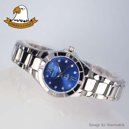 AMERICA EAGLE นาฬิกาข้อมือผู้หญิง สายสแตนเลส รุ่น AE012L - Silver/Blue
