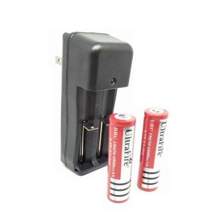 ถ่านชาร์จคุณภาพสูง Li-ion 16340,18350,18650,26650- 3.7V. 6800 mAh พร้อมใช้งาน ( 2 ก้อน + แท่นชาร์จ 2 ช่อง )